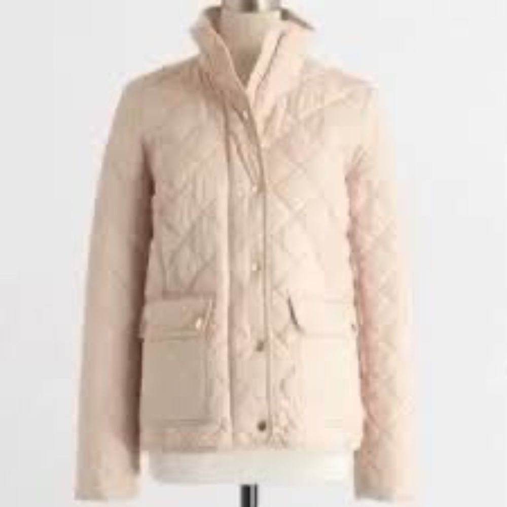 J. Crew Factory‎ Cream Quilted Jacket Gold Grommet Detail Sz XS